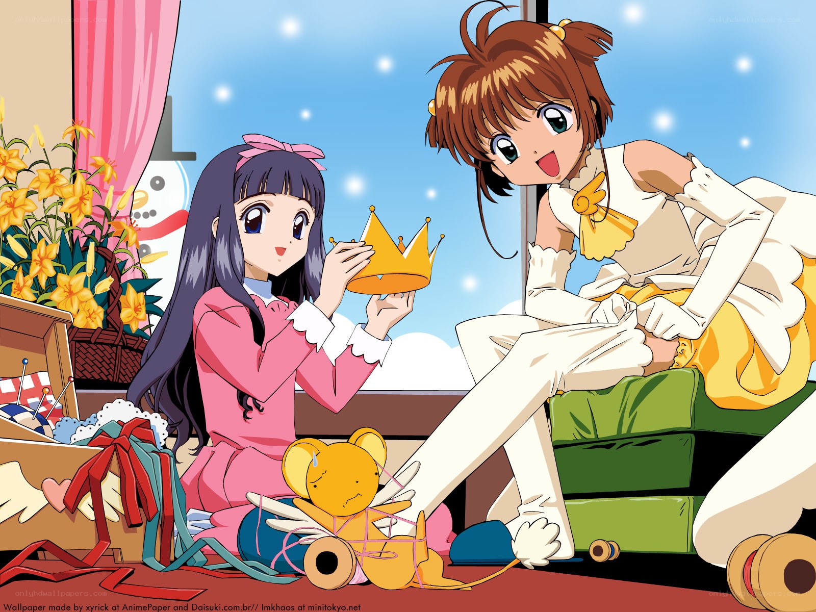 Sakura and Tomoyo crafting together
