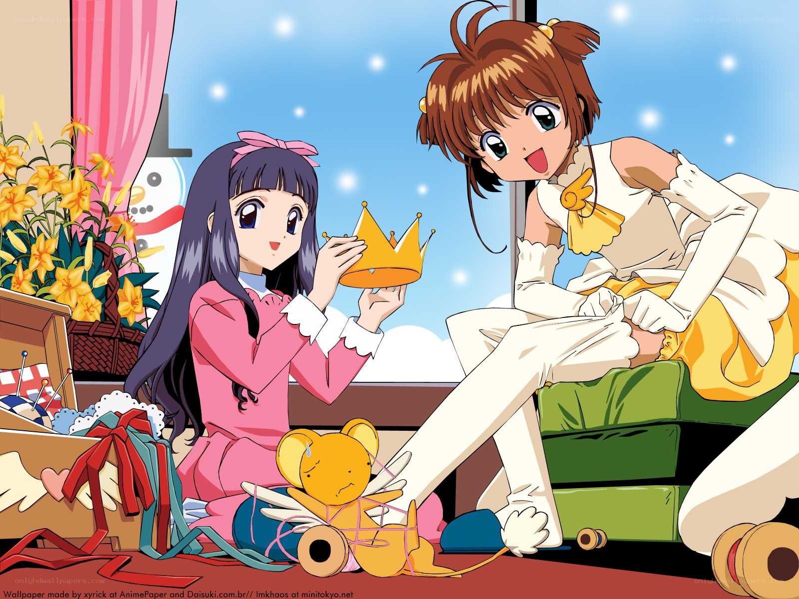 Sakura and Tomoyo crafting together