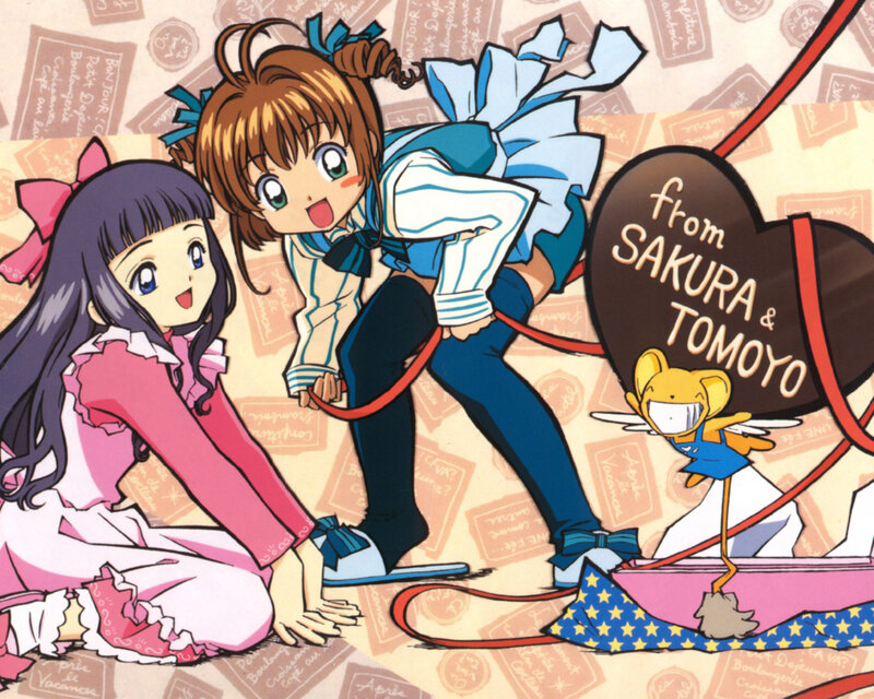 Sakura and Tomoyo with Kero