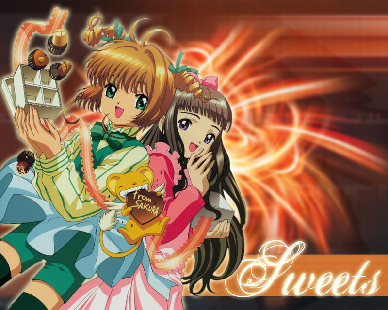 Sakura and Tomoyo with sweets