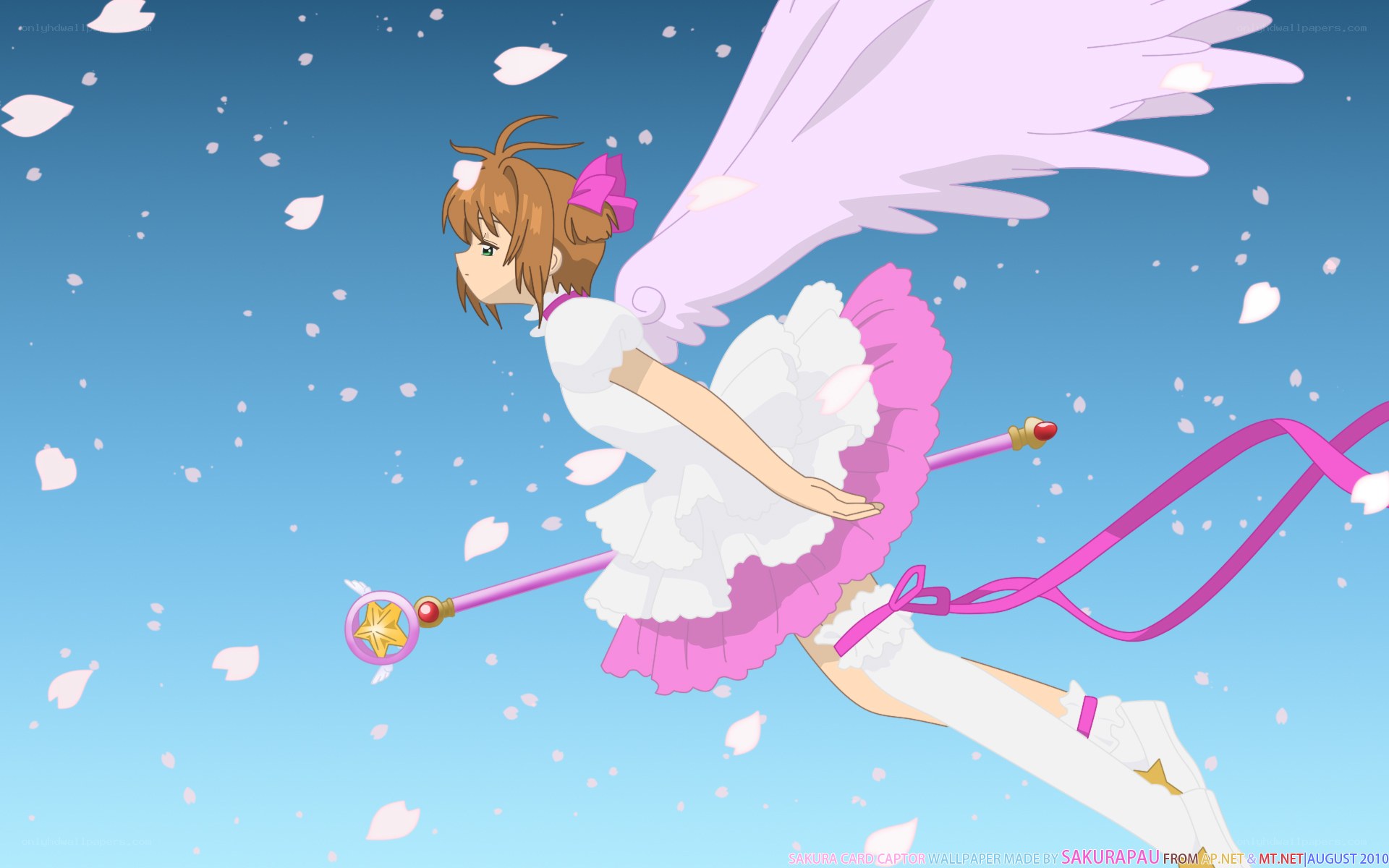 Sakura flying with wings