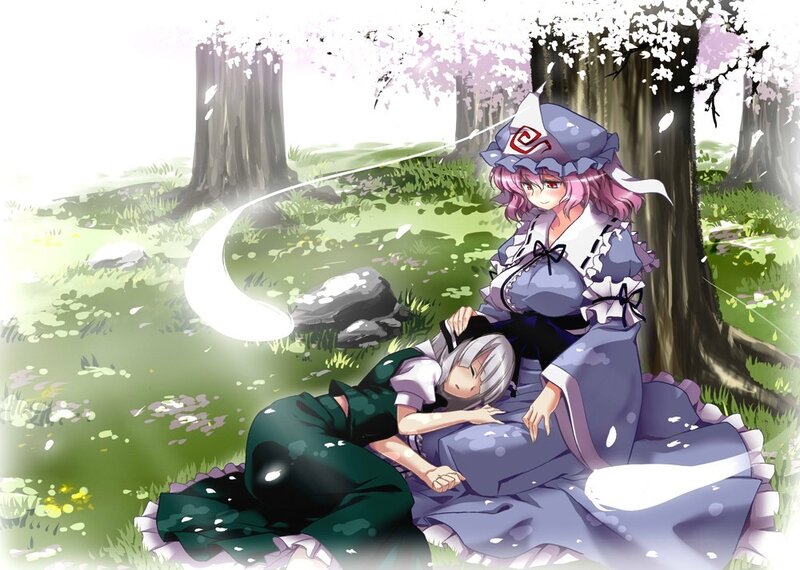 Sakura forest with two girls