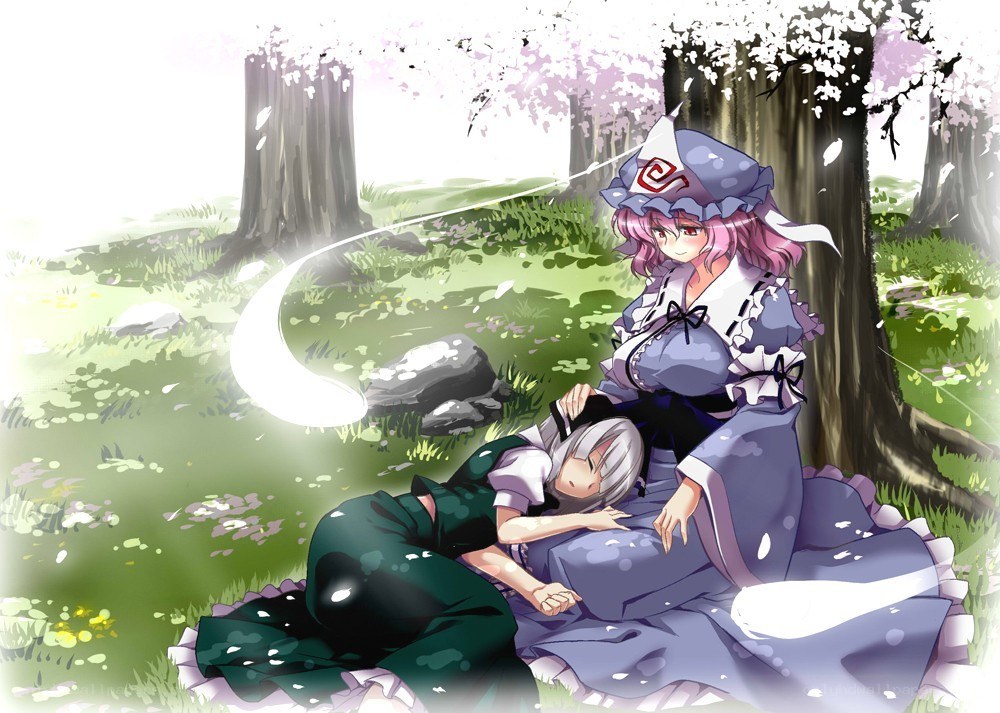 Sakura forest with two girls