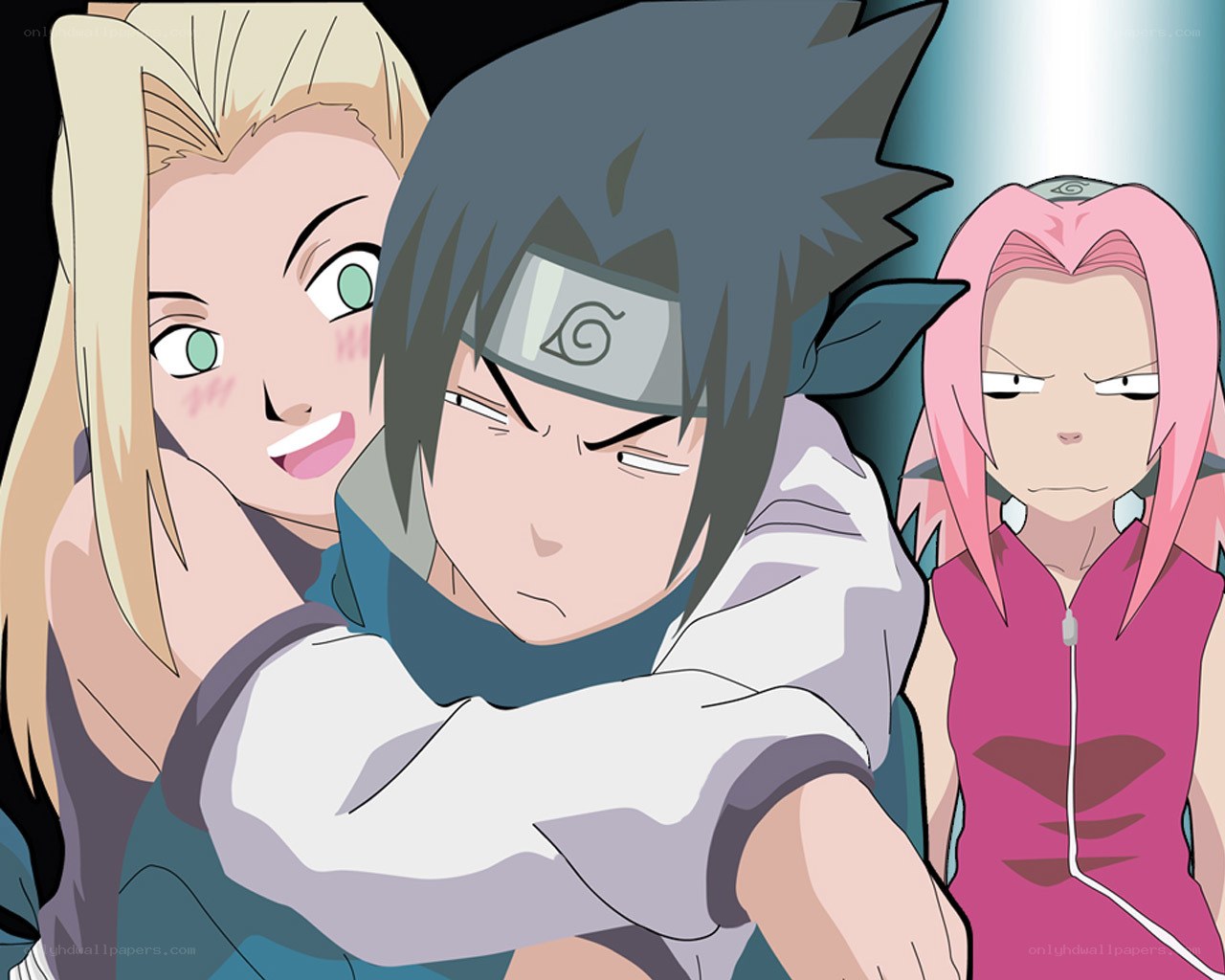 Sakura hugs Sasuke