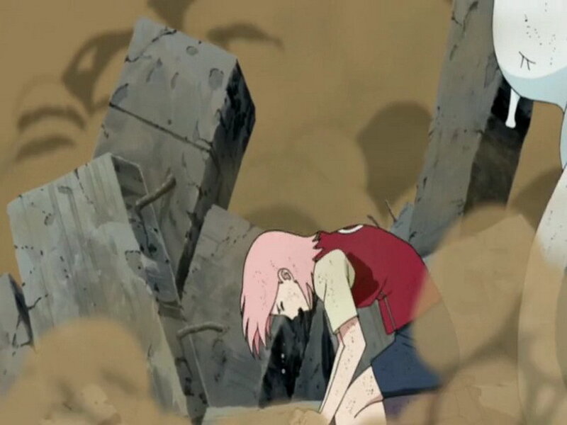 Sakura in a collapsed area