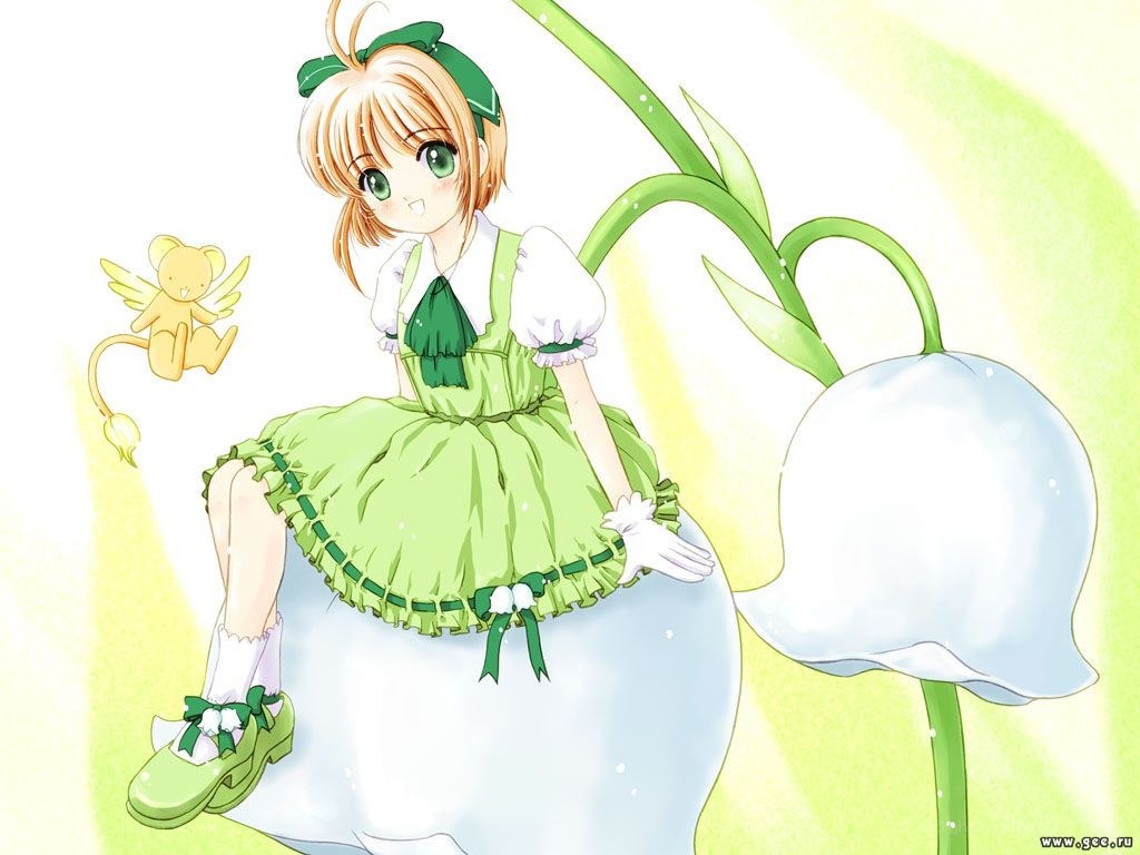 Sakura in a green dress