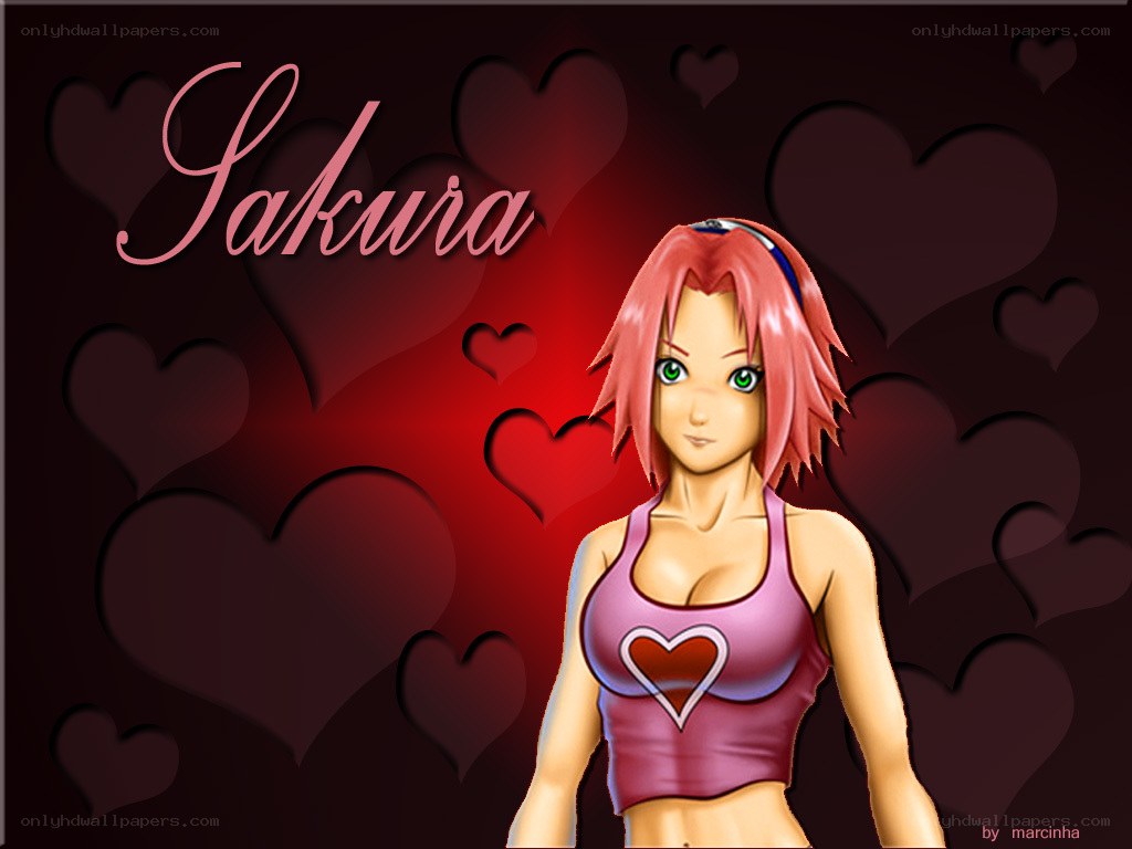 Sakura in a heart-themed image