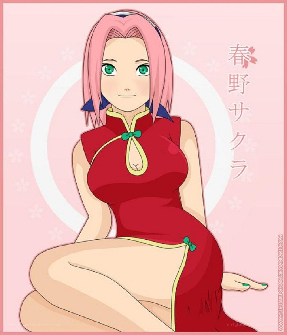 Sakura in a red dress