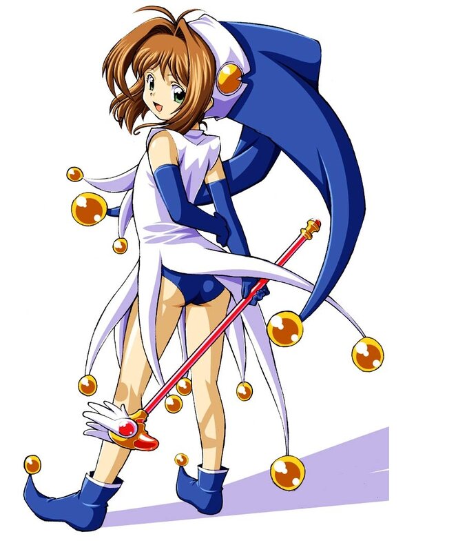 Sakura in jester outfit