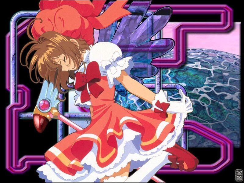 Sakura in red dress with wings