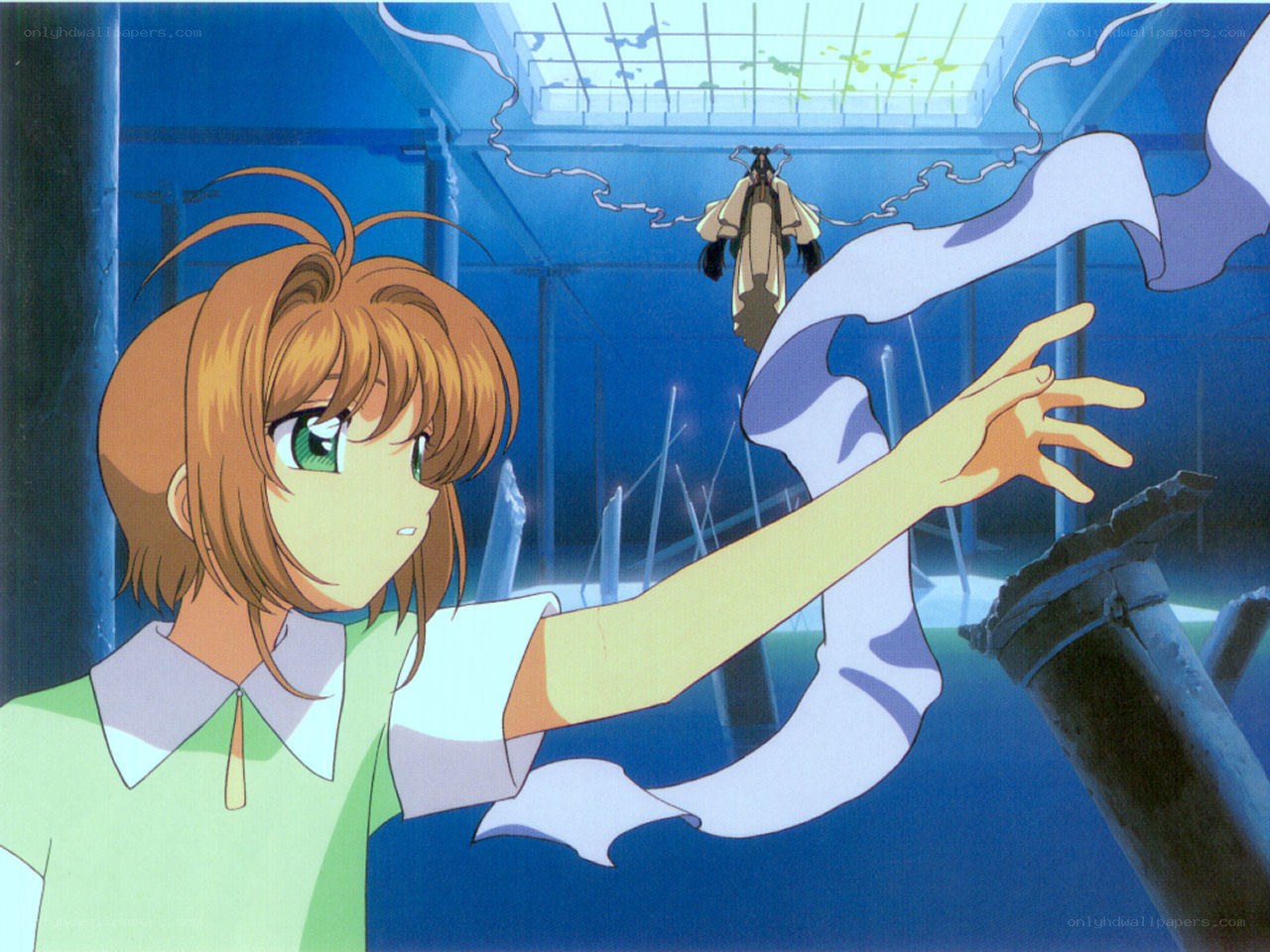 Sakura reaches for a floating figure