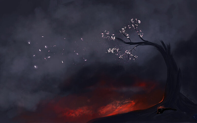 Sakura Tree on Lava