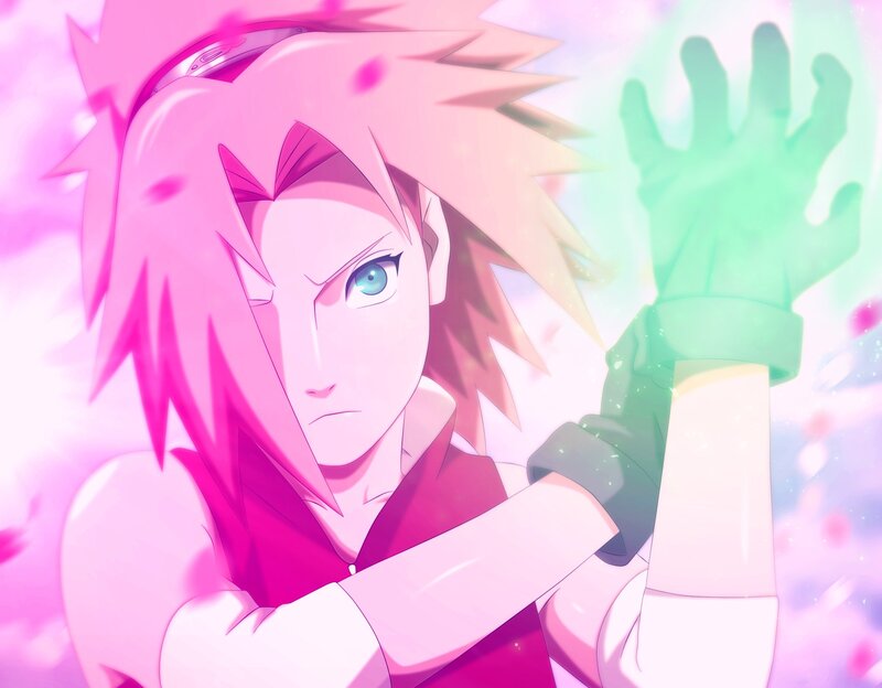 Sakura using medical ninjutsu
