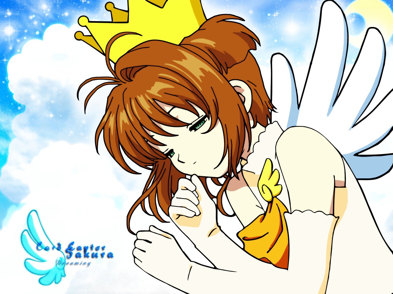 Sakura with crown and wings