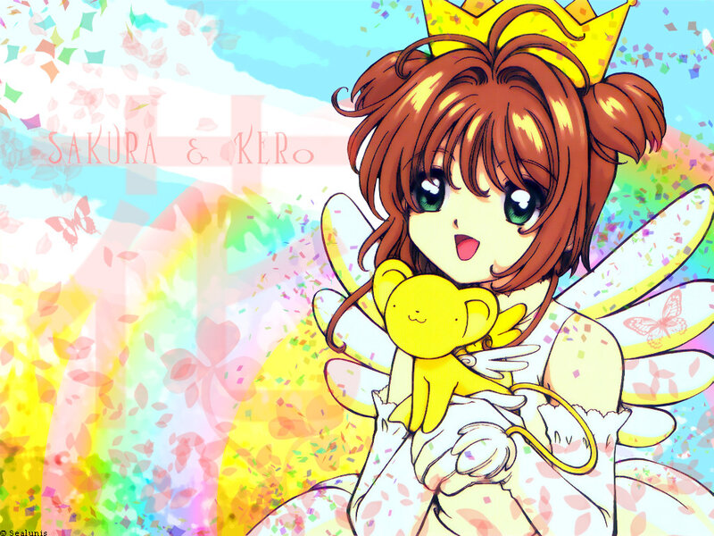 Sakura with Kero in a magical scene