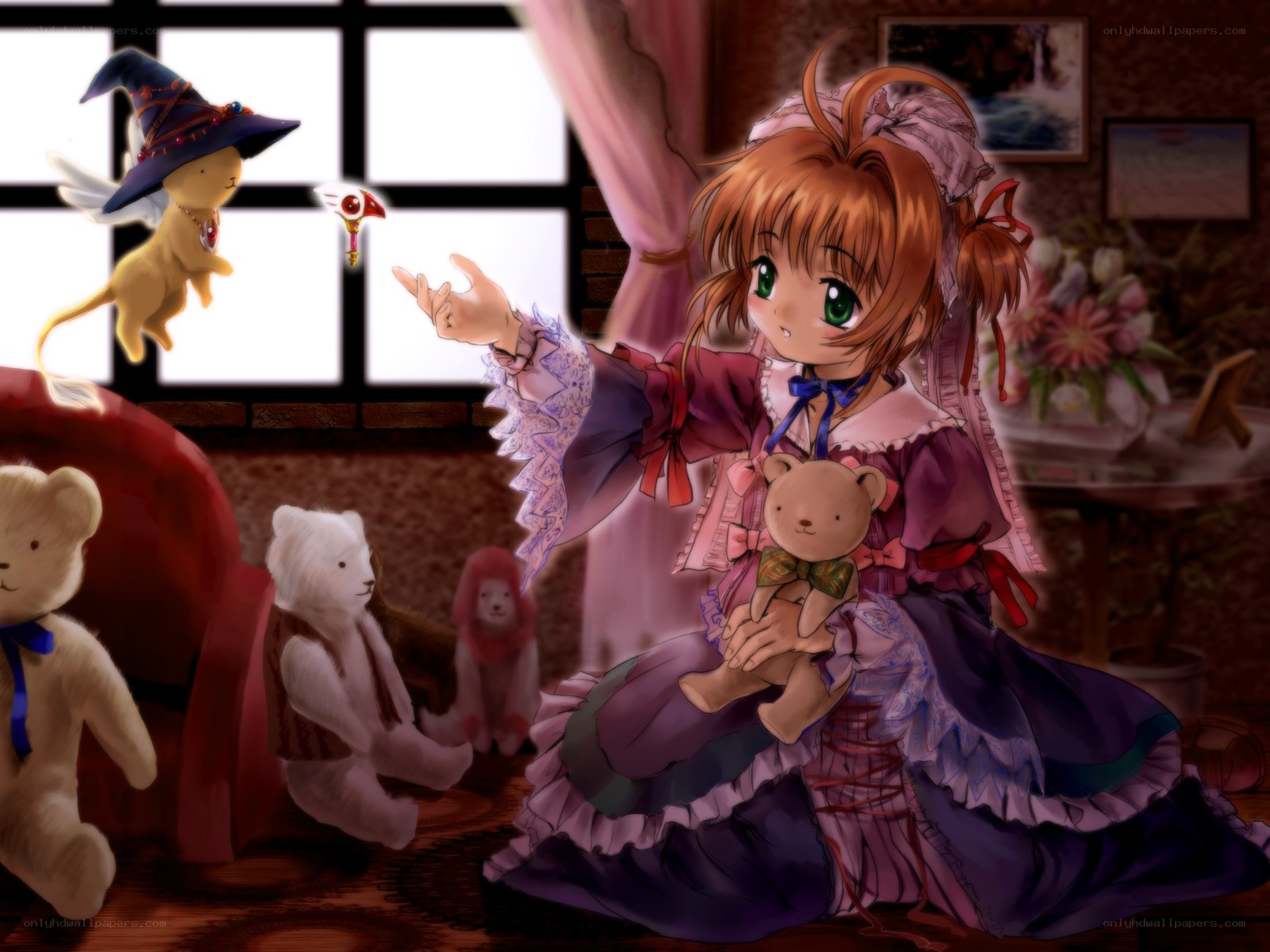 Sakura with magical creatures