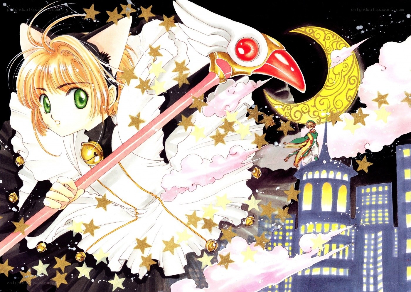 Sakura with magical staff