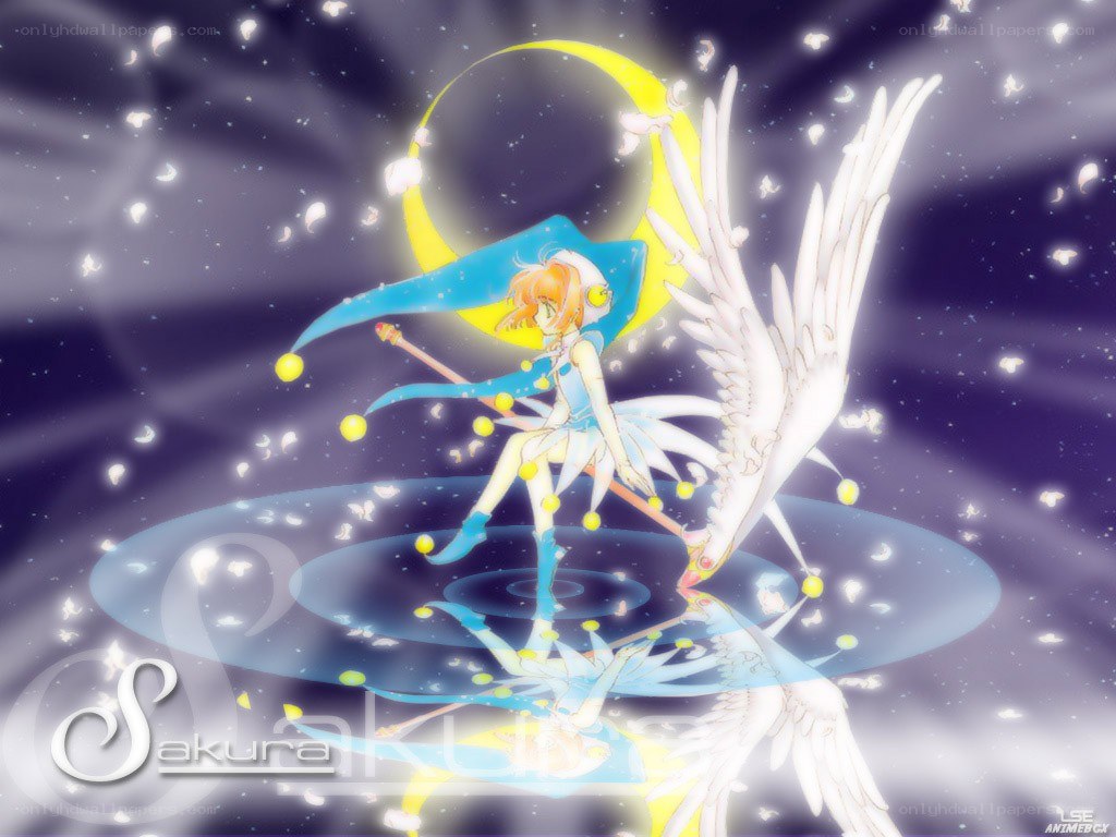 Sakura with wings and moon