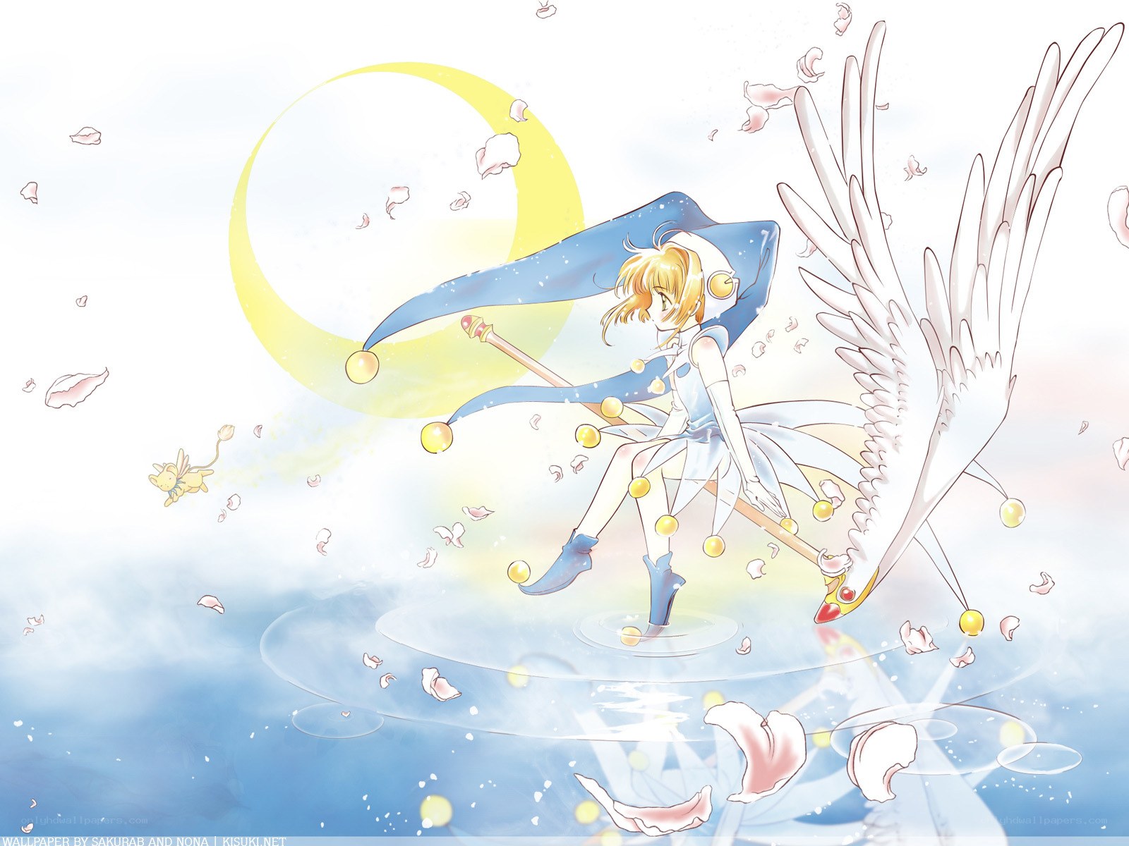 Sakura with wings and staff