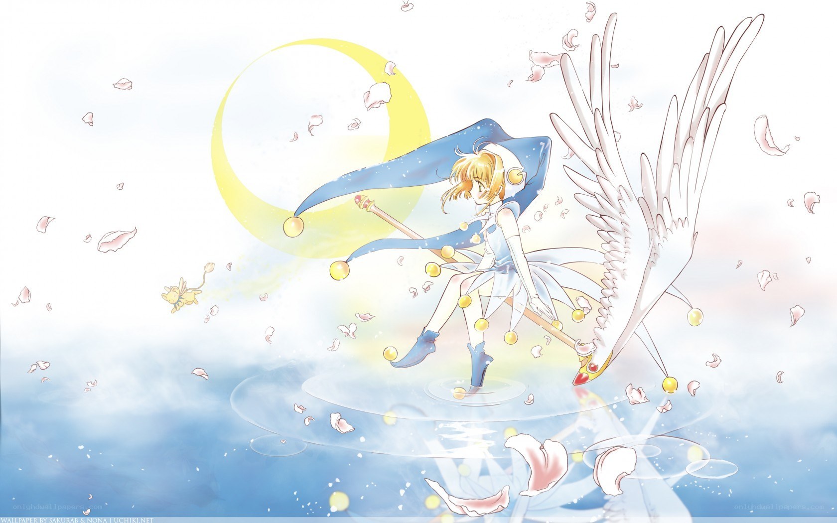 Sakura with wings and staff