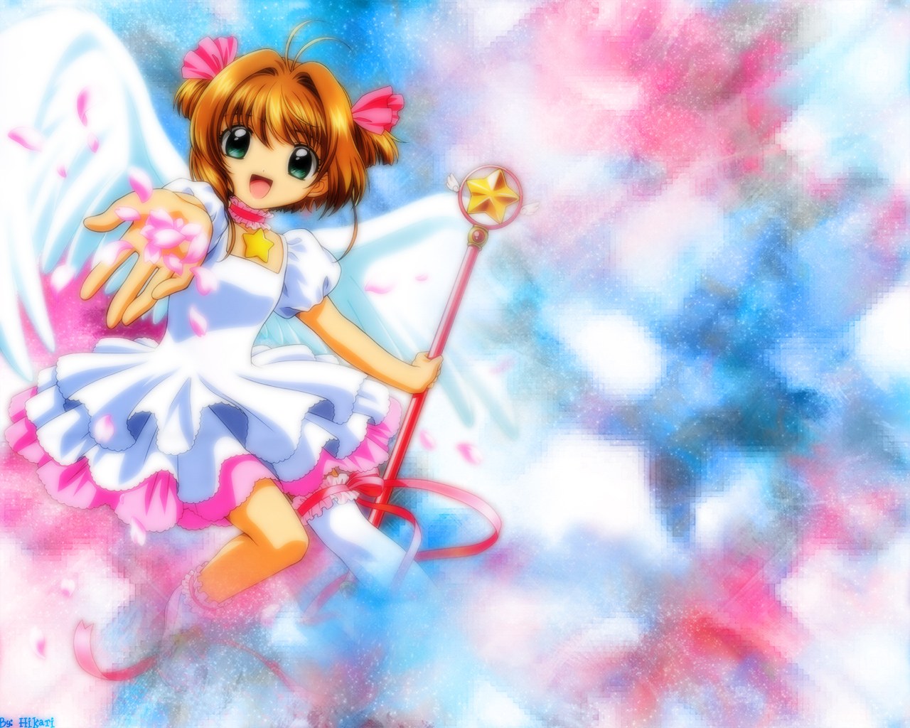Sakura with wings and wand