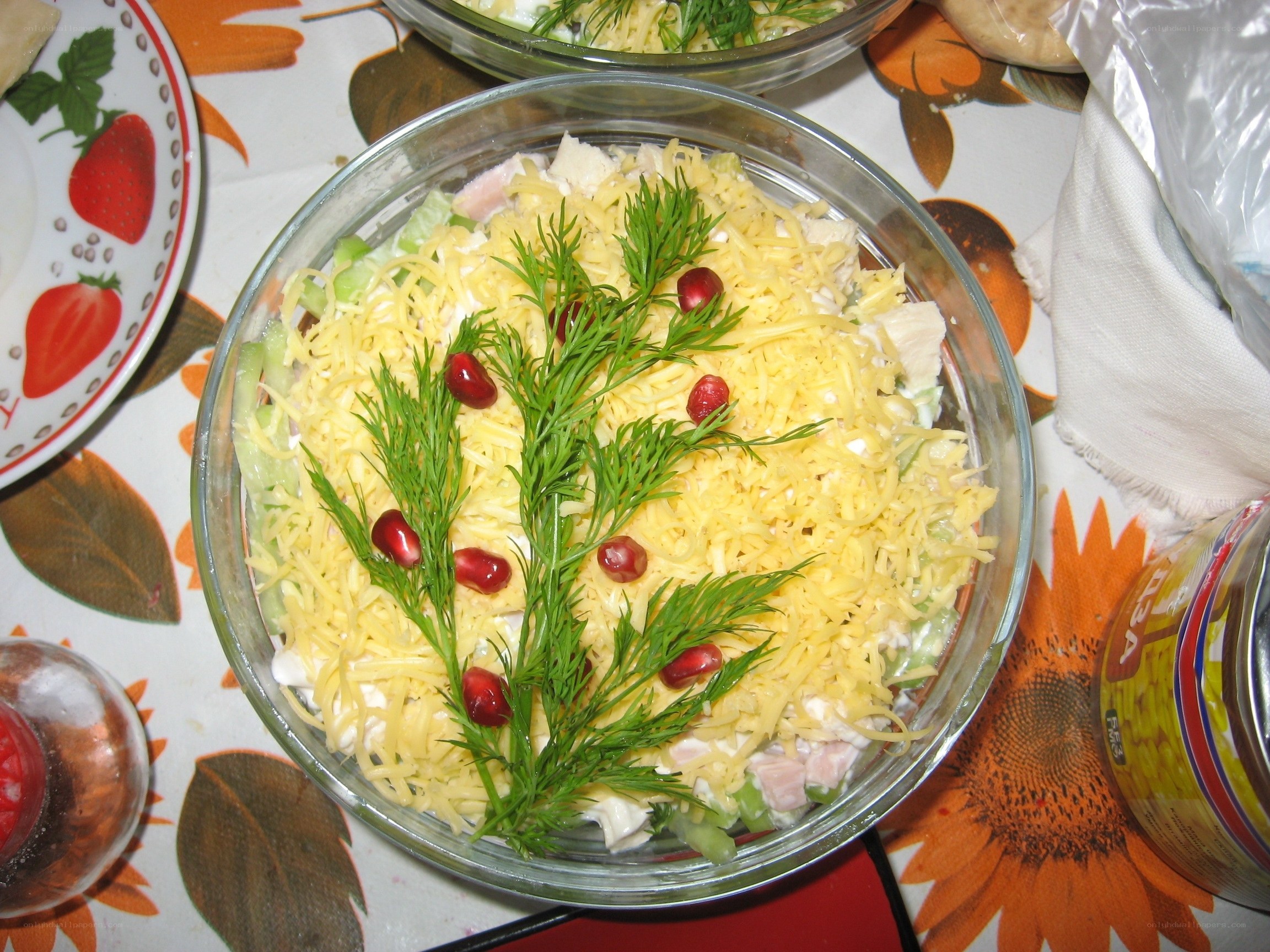 Salad with cheese and dill