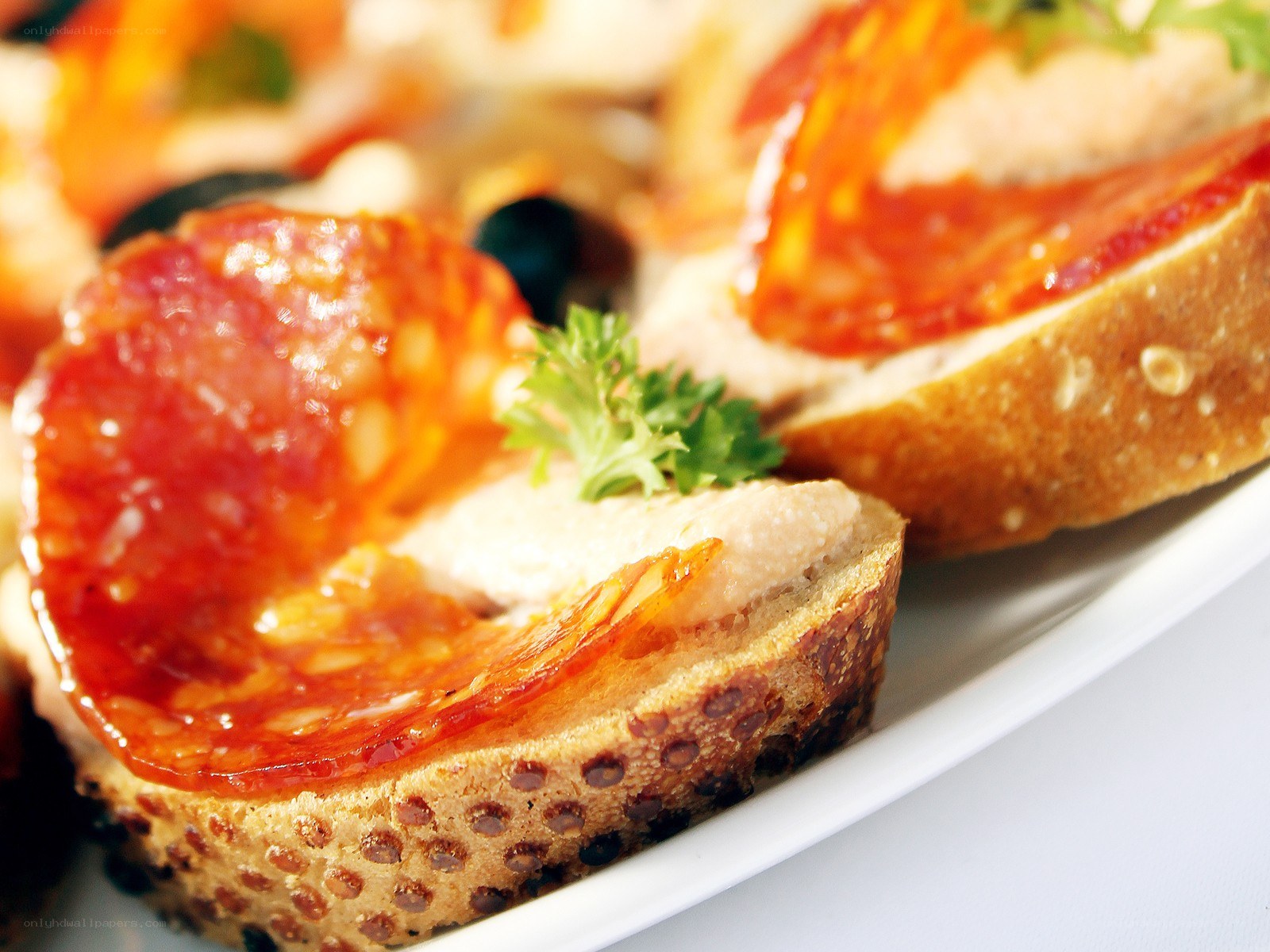 Salami bruschetta appetizer