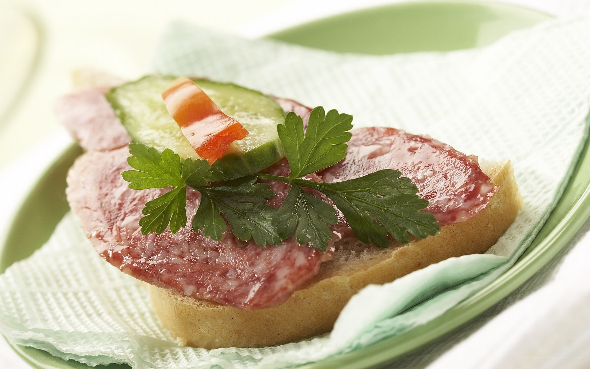 salami sandwich with vegetables