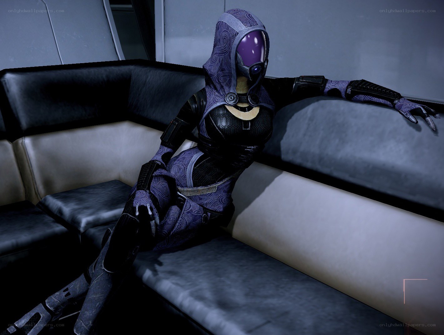 salarian character on couch