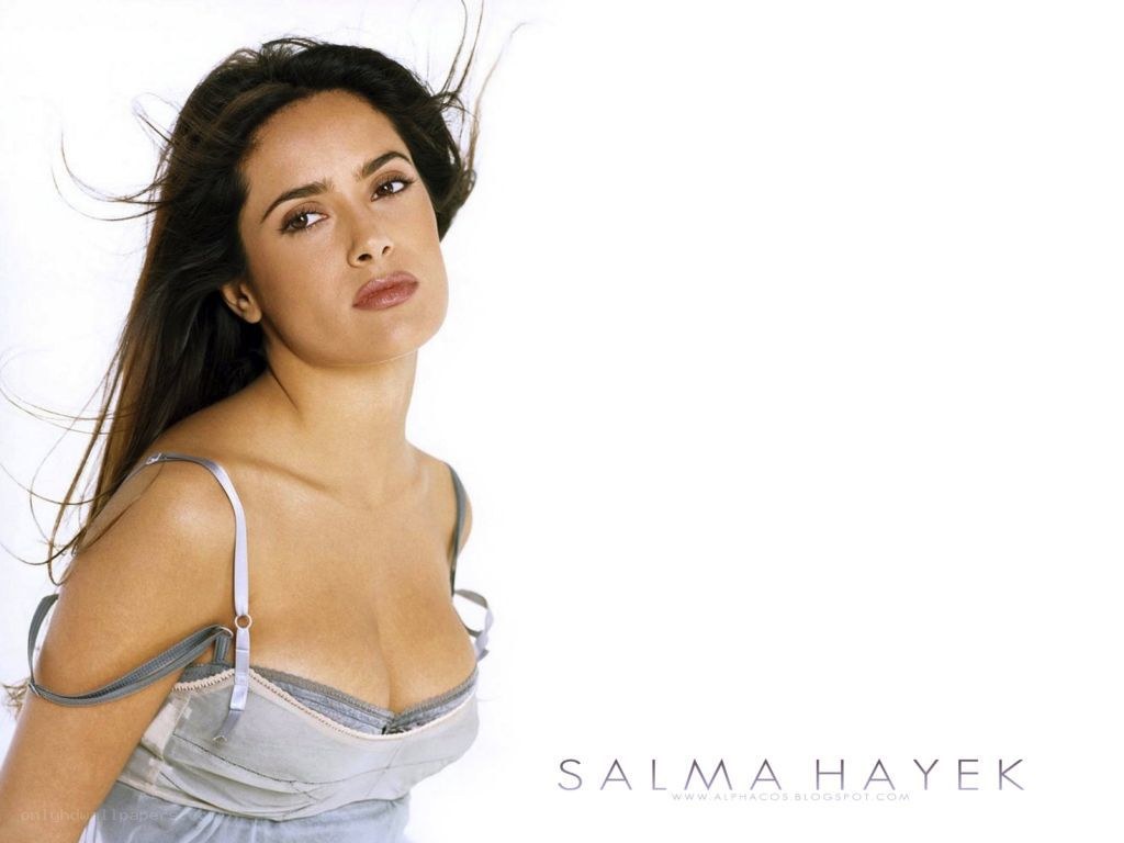 Salma Hayek in a light top