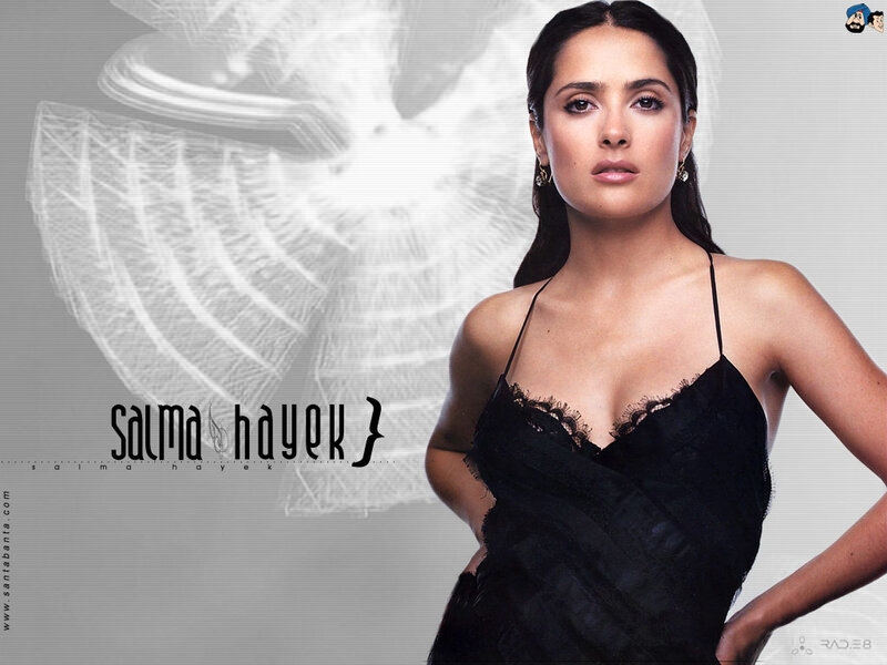 Salma Hayek in black dress