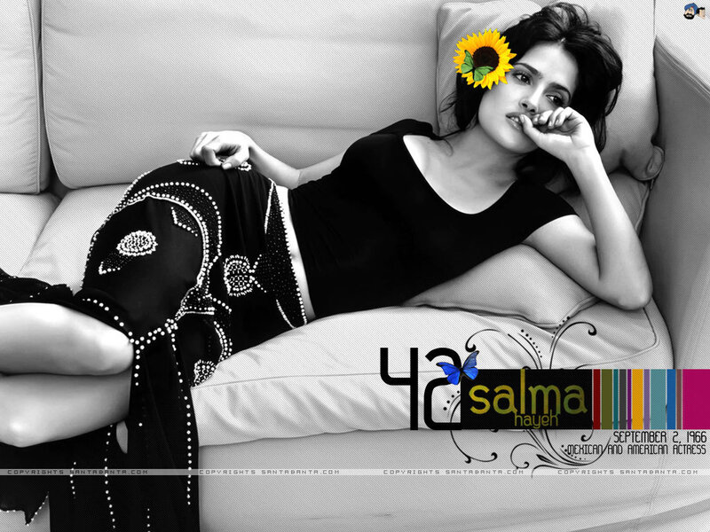 Salma Hayek with sunflower