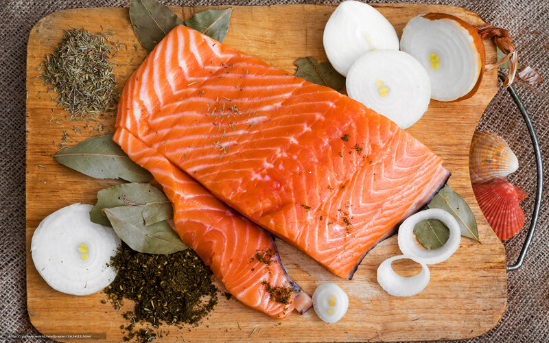 Salmon Fillets on Cutting Board