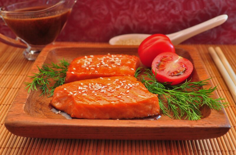 Salmon Fillets on Plate