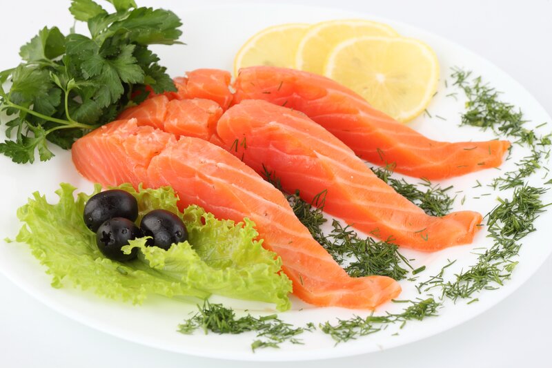 Salmon Fillets on Plate — White