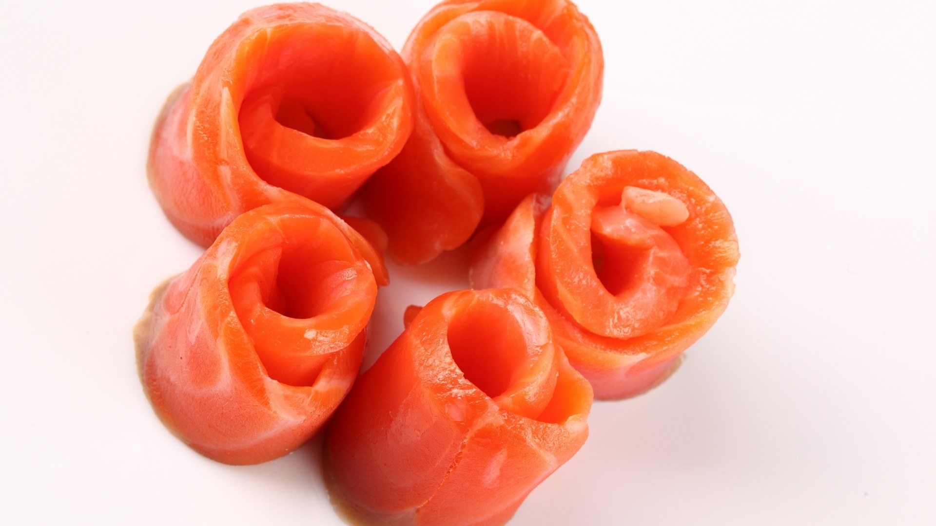 Salmon rosettes on white
