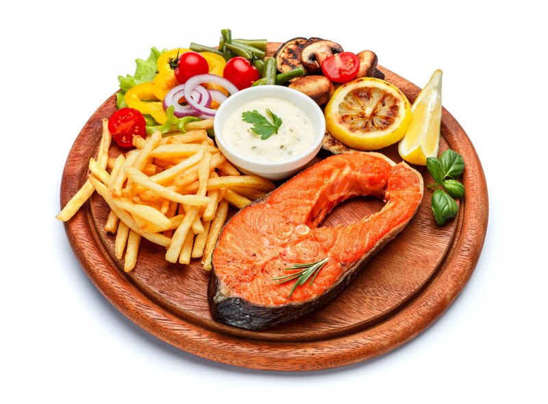 Salmon Steak with Fries