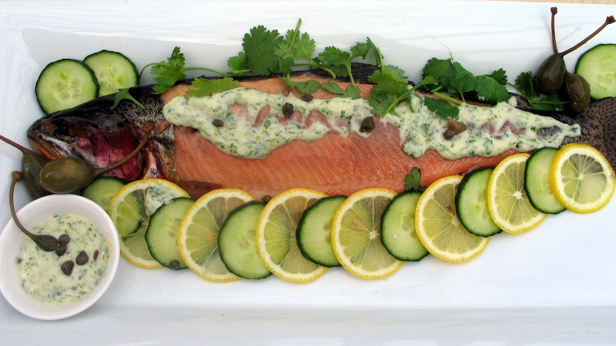 Salmon with herb sauce