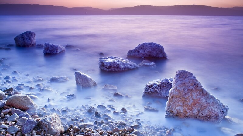 Salt-covered Rocks on Shore