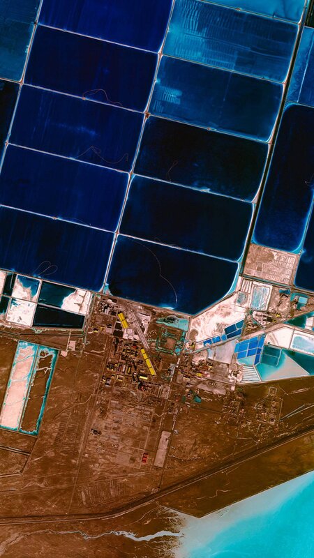 Salt Evaporation Ponds — Blue, Aerial