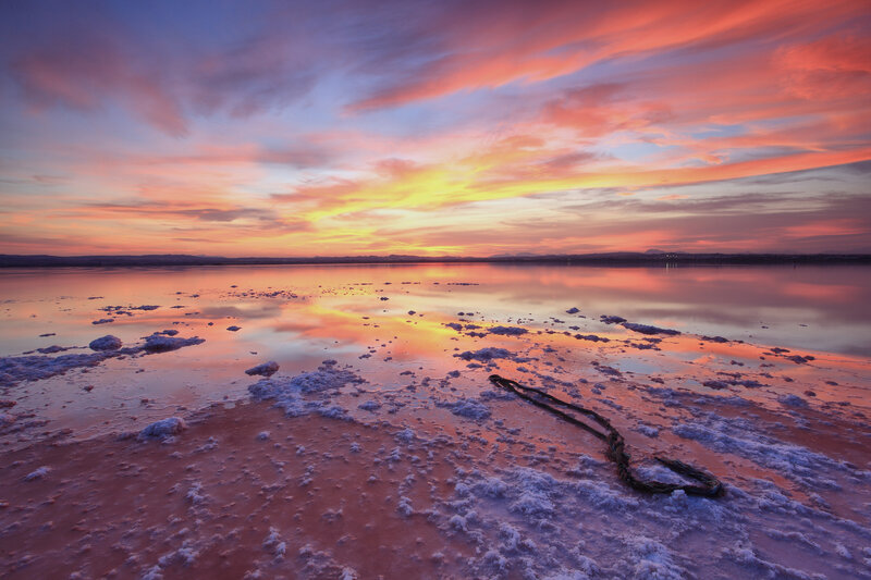 Salt Flat at Sunset — Orange, Serene