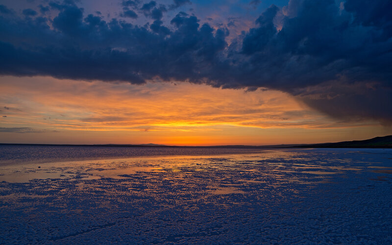 Salt Flat at Sunset — Orange