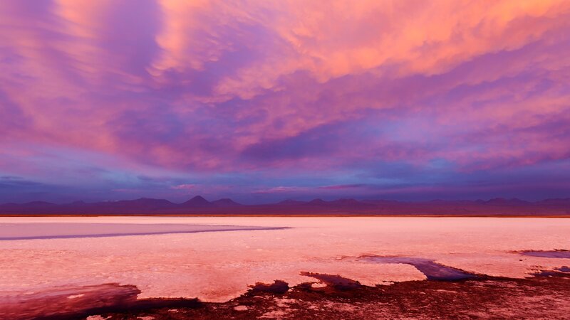 Salt Flat at Sunset — Purple, Dramatic, Photograph