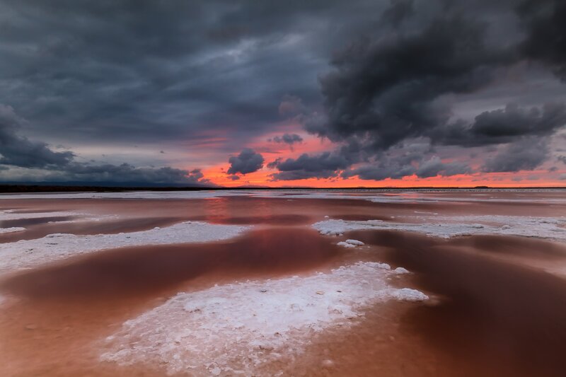 Salt Flat at Sunset — Red