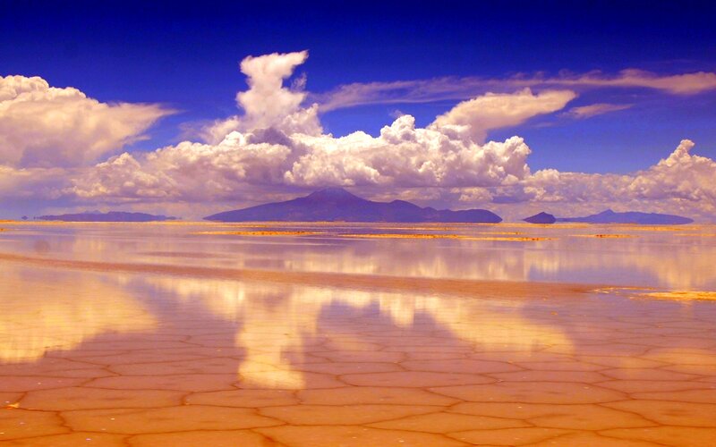 Salt Flat with Mountains — Blue