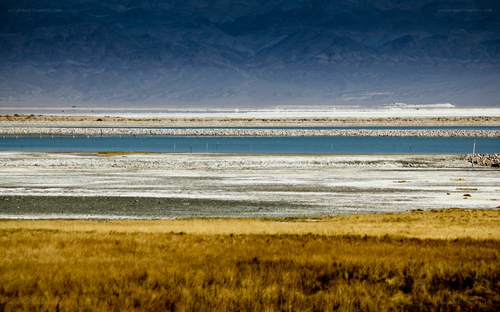 Salt flats and mountains landscape