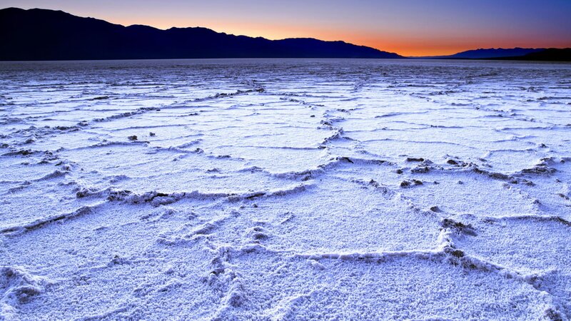 Salt flats at sunset