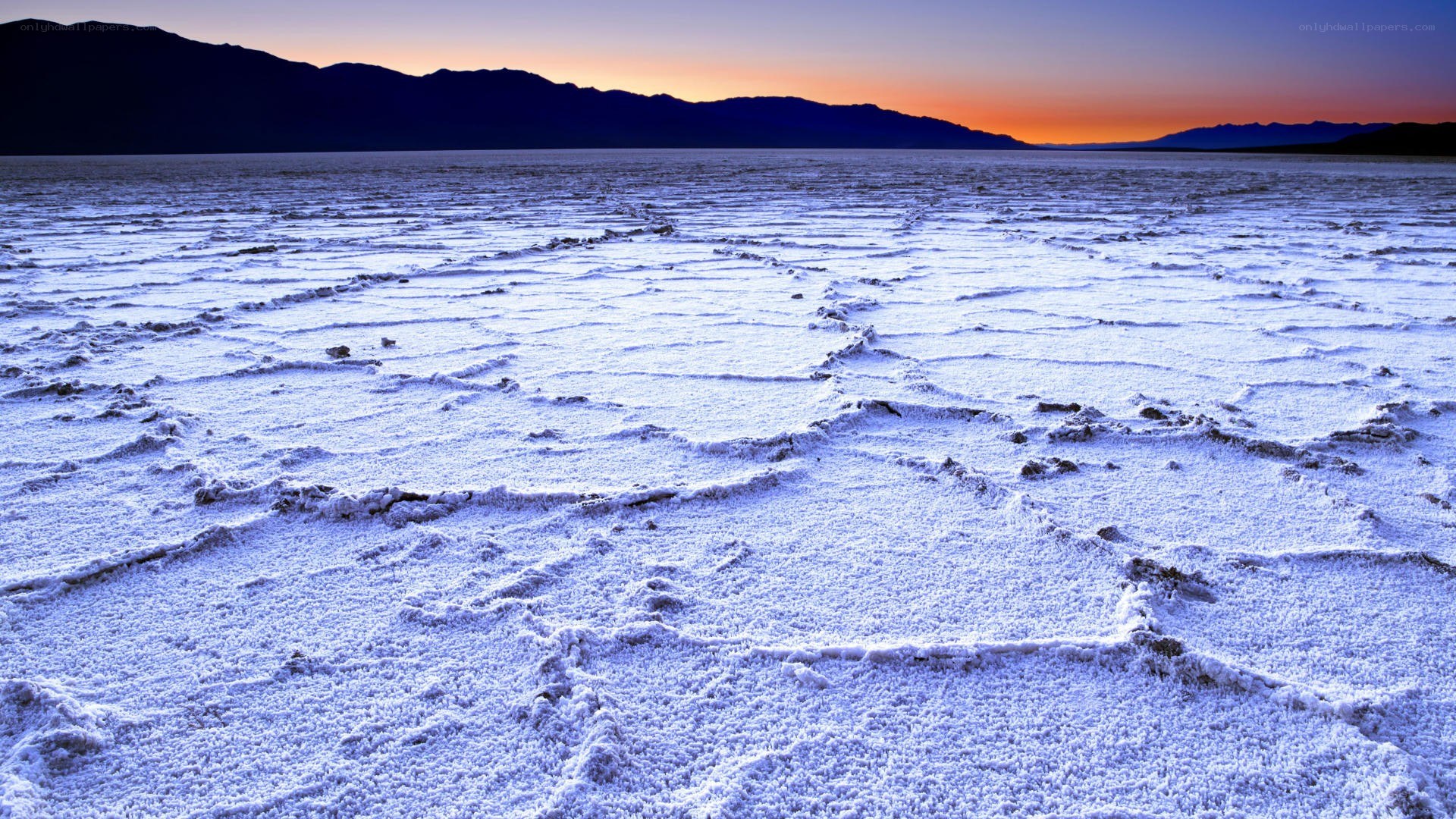 Salt flats at sunset