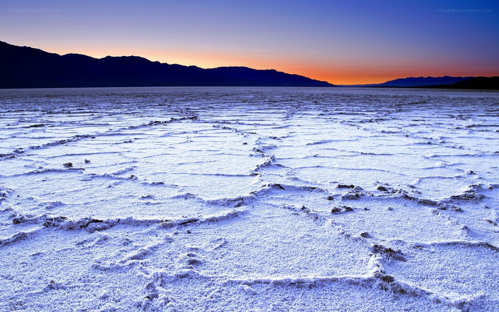 Salt flats at sunset
