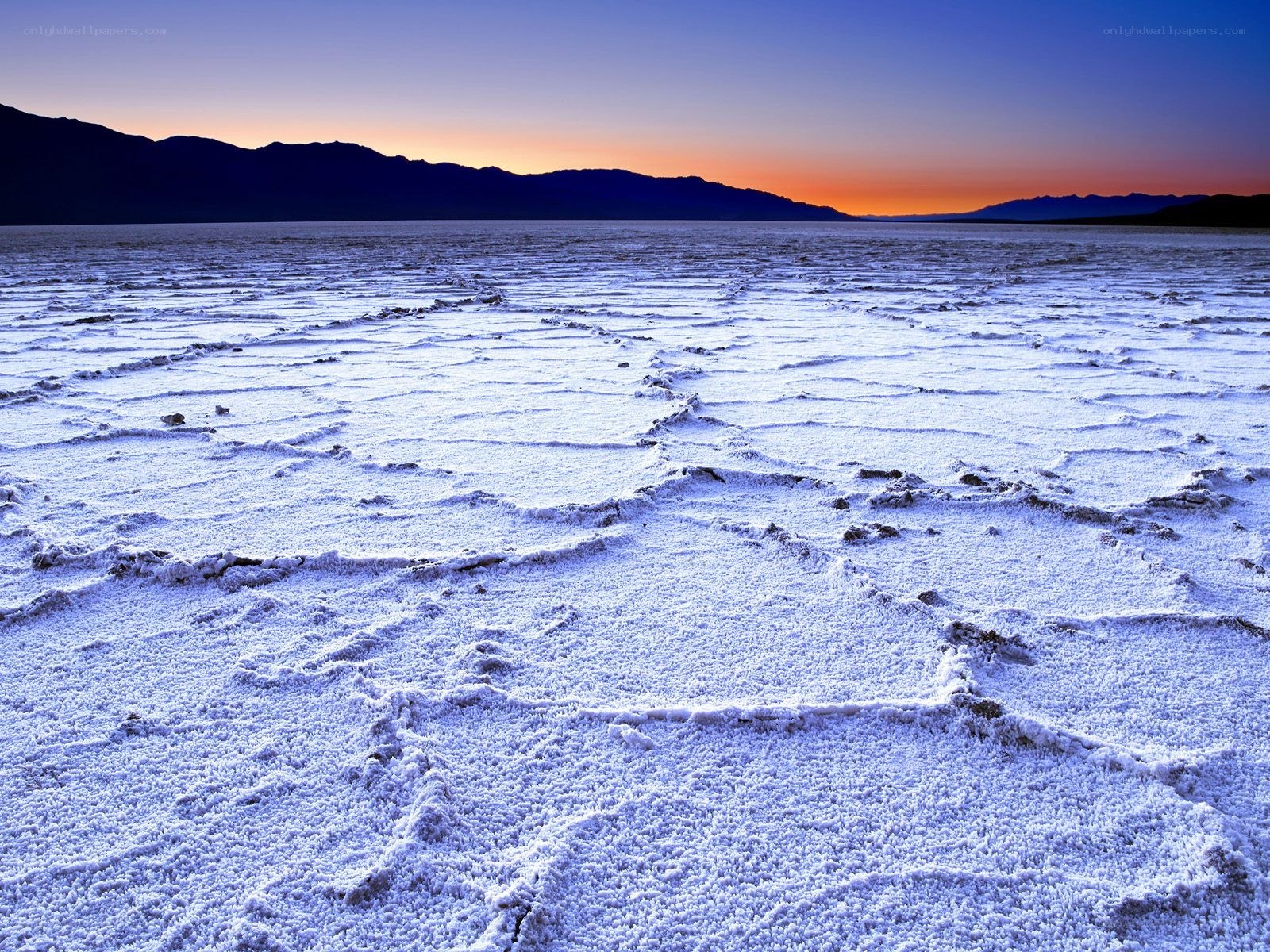 Salt flats at sunset